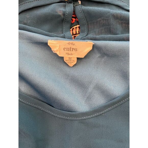 Entro Women’s Teal Embroidered Tunic Dress Size Medium - Picture 4 of 5